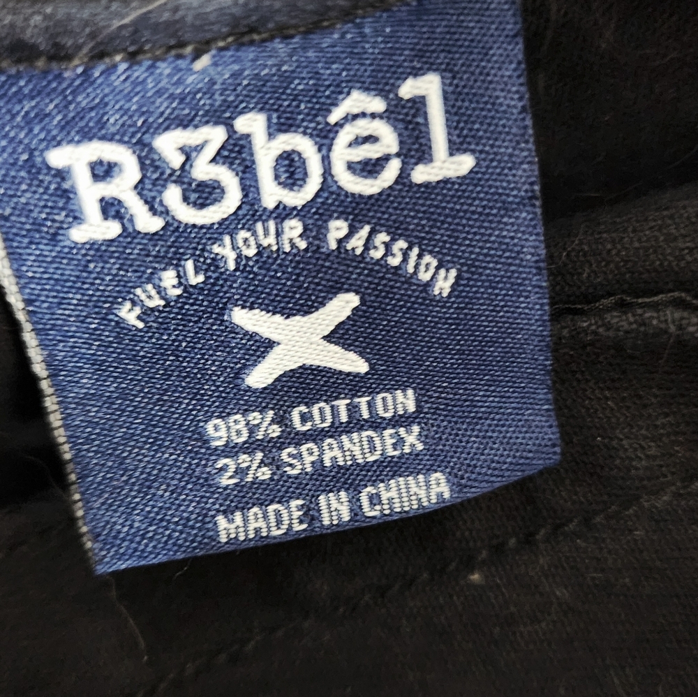 R3BEL Black Denim‎ Skeleton Arm Jacket Distressed Large Unisex - Picture 8 of 16